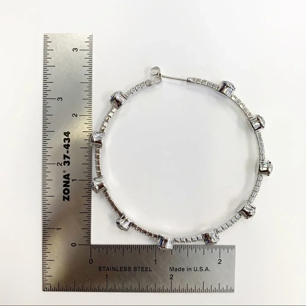 Platinum Jeweled Flexi-Hoop Earrings